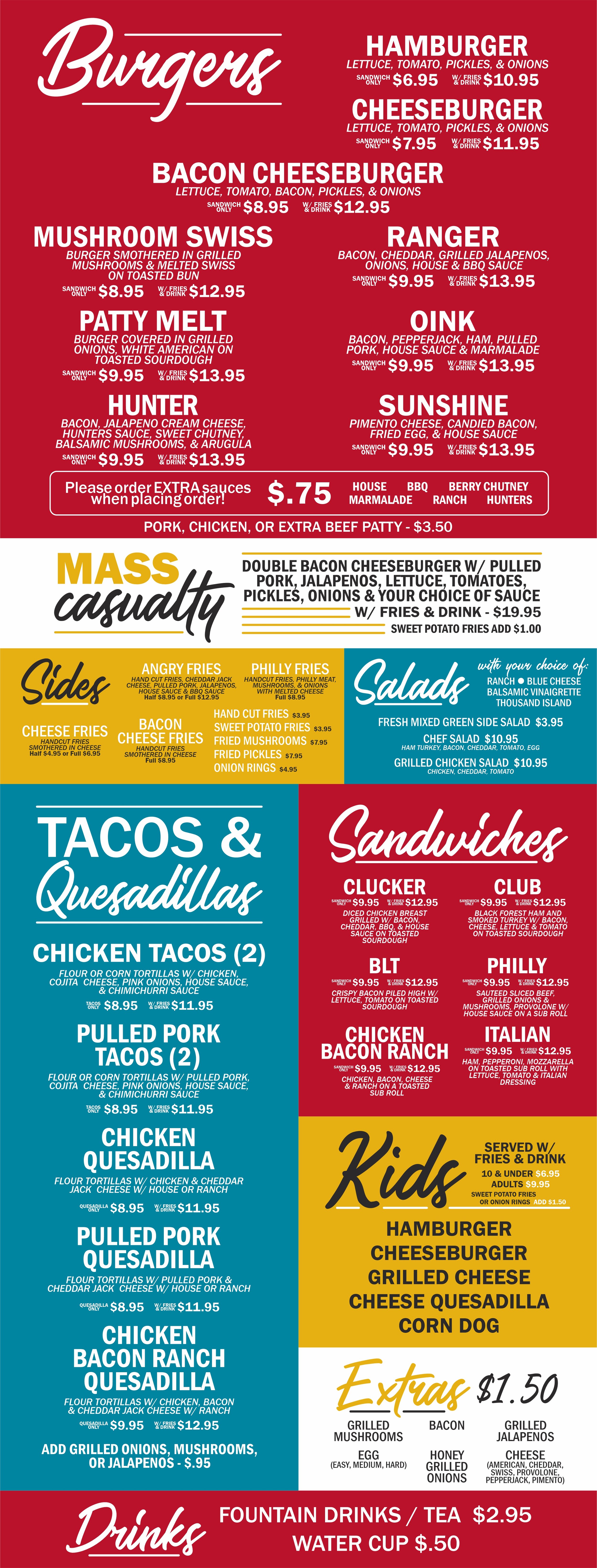 The burger joint menu deals